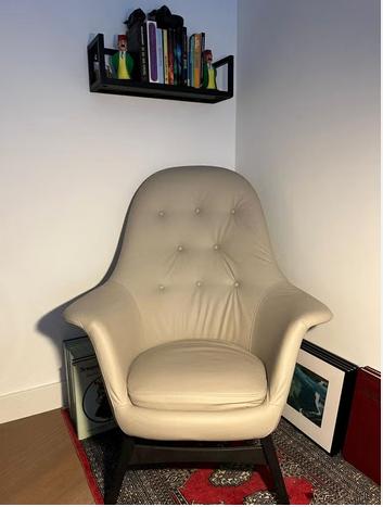 Lederen lounge fauteuil - model Benarp, Huis en Inrichting, Fauteuils, Zo goed als nieuw, Hout, Leer, 75 tot 100 cm, 75 tot 100 cm