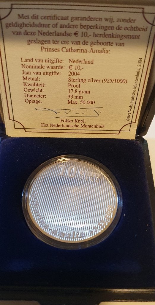 10 euro Geboortemunt Zilver 2004, Ophalen of Verzenden, Koningin Beatrix, Euro's, Zilver