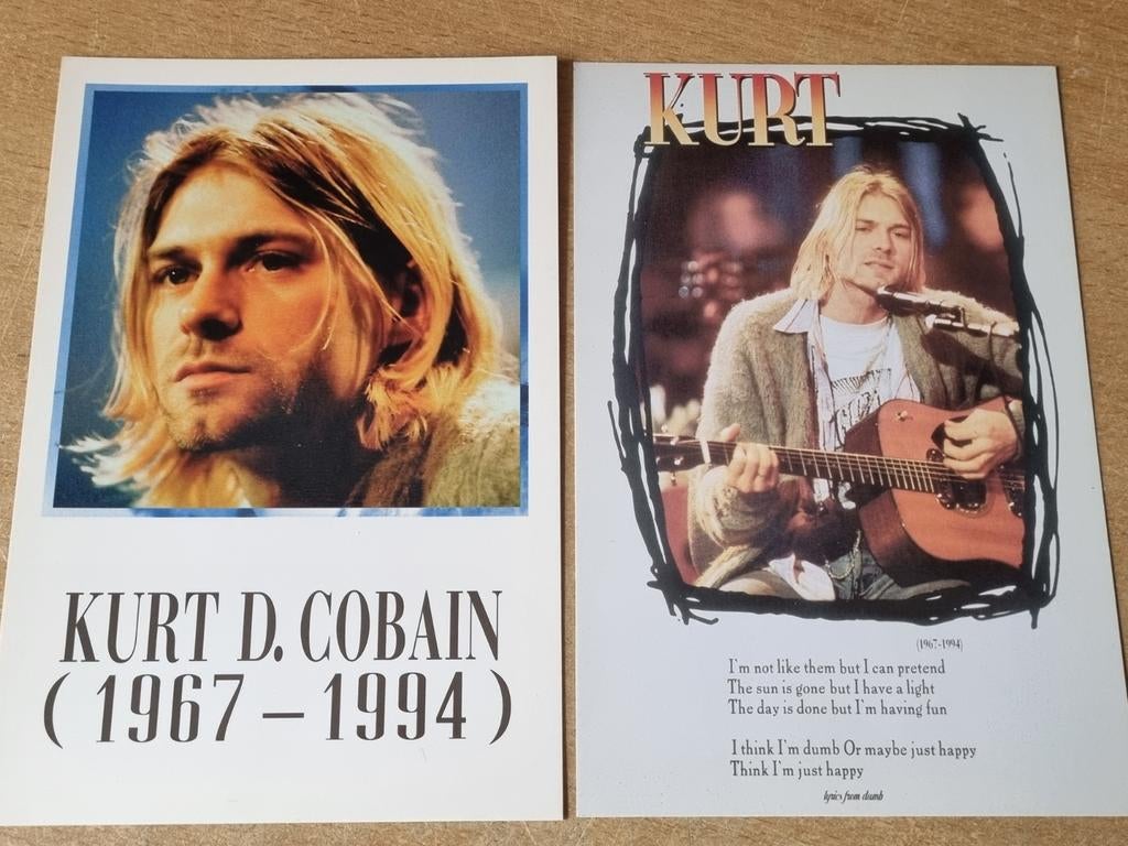 Reclamekaarten ansichtkaarten Kurt Cobain Nirvana, Ophalen of Verzenden, Foto of Kaart