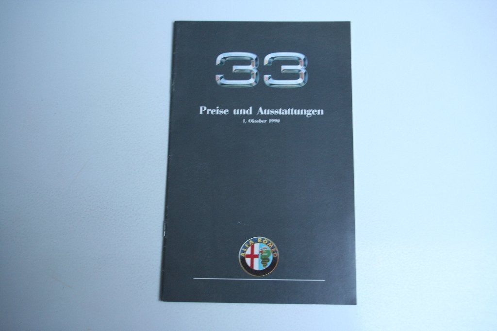 Folder Alfa Romeo Alfa 33 prijslijst (01-10-1990) (42), Ophalen of Verzenden, Nieuw, Alfa Romeo