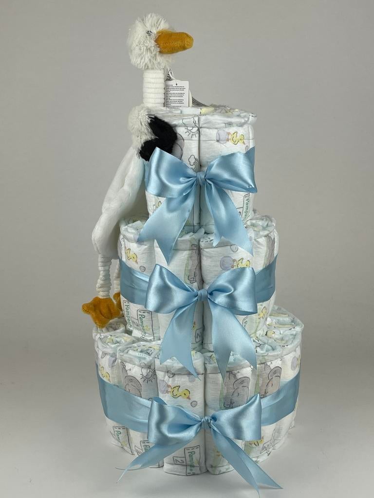 Luiertaart jongen happy horse tut stork sky blauw, Ophalen of Verzenden, Nieuw, Kraamcadeau