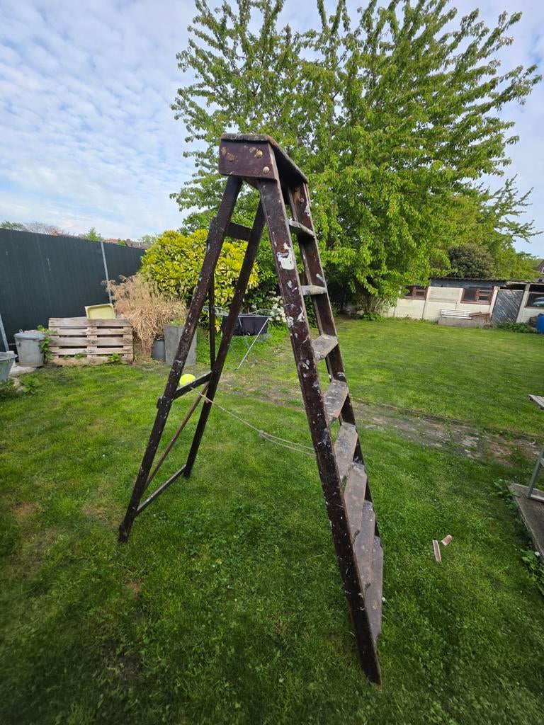 Vintage brocante houten schilderstrap, Ophalen