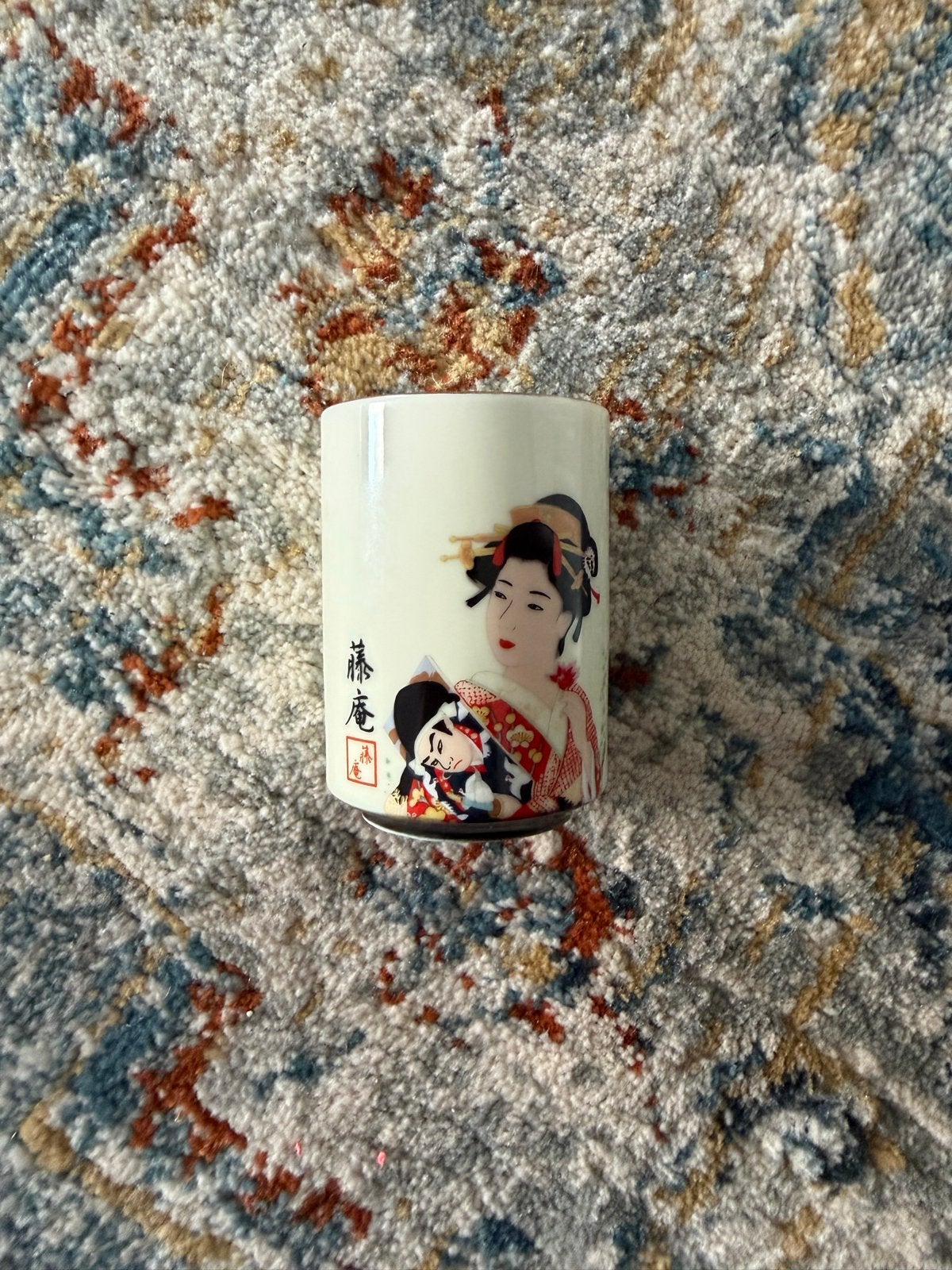 Set van 2 vintage Japanse theekopjes met Geisha afbeelding, Keramiek, Ophalen of Verzenden, Zo goed als nieuw, Overige stijlen