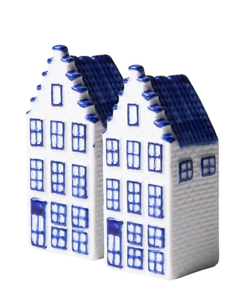 Heinen Delfts Blauw peper en zoutstel huisjes Delft, Huis en Inrichting, Overige merken, Keramiek, Overige typen, Ophalen of Verzenden