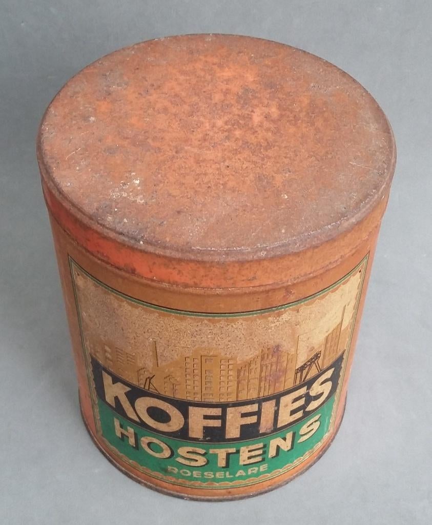 Om 1925 - 1935 Koffieblik Koffies Hostens Roeselare Belgie, Verzamelen, Blikken, Ophalen of Verzenden, Gebruikt, Overige, Overige merken