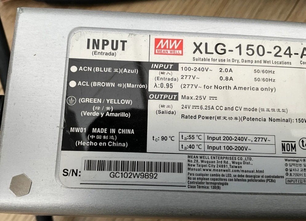 Mean Well XLG-150-24 LED Driver / Voeding 150W - 24V, Ophalen of Verzenden, Nieuw, Overige typen