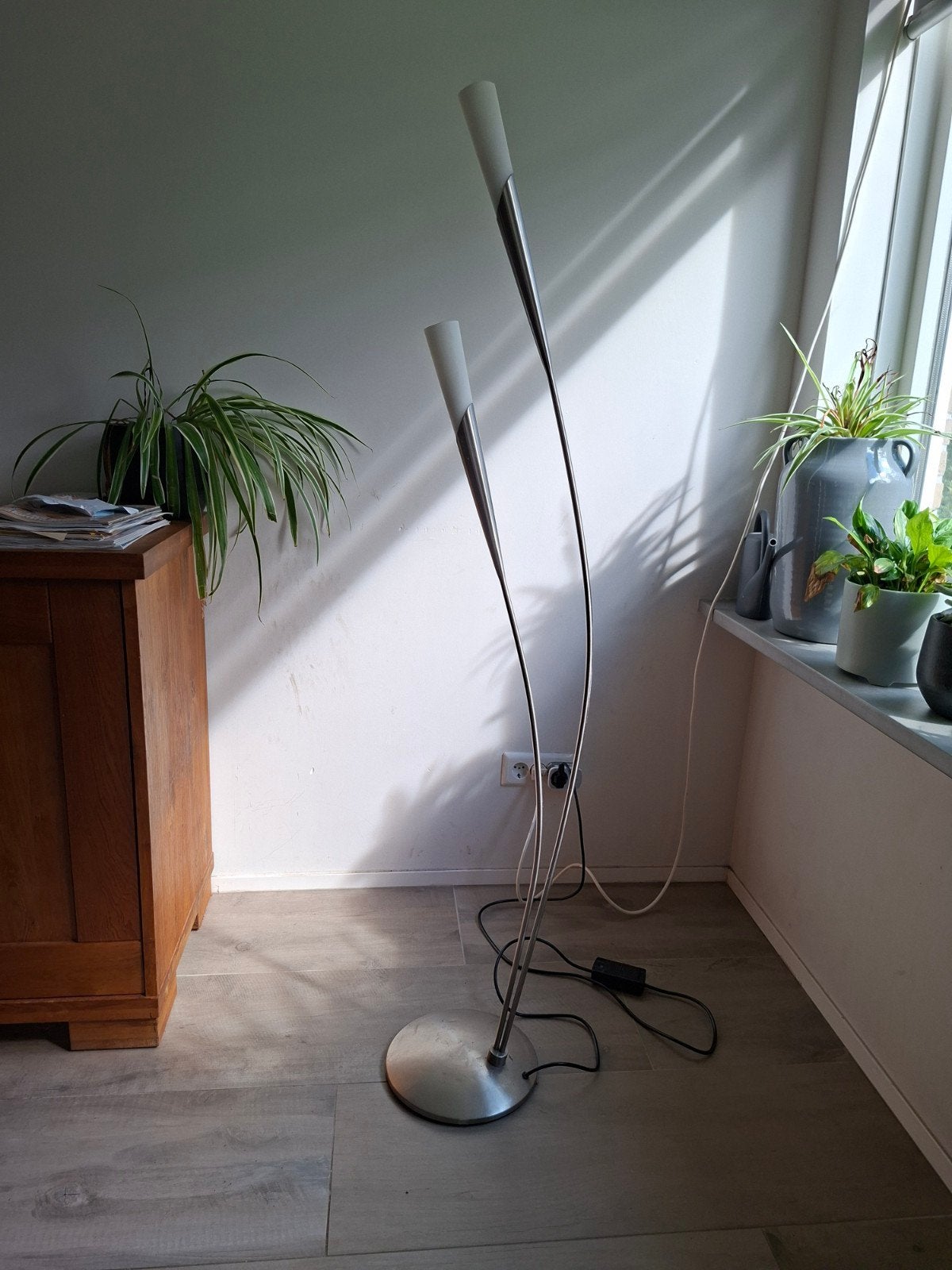 Staande lamp 2x, Ophalen, Gebruikt, Glas, 100 tot 150 cm