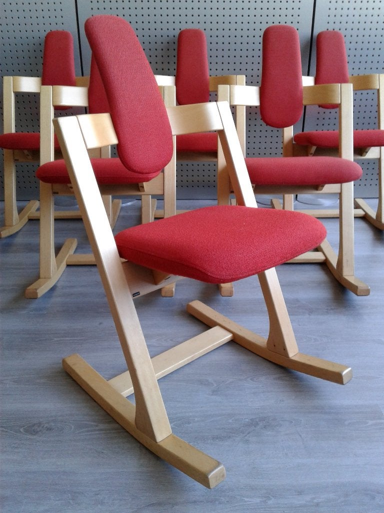 Set van 6x Variér (Stokke) Pendulum (Rood), Zeer Goed!, Gebruikt, Ophalen of Verzenden, Variér, Vijf, Zes of meer stoelen