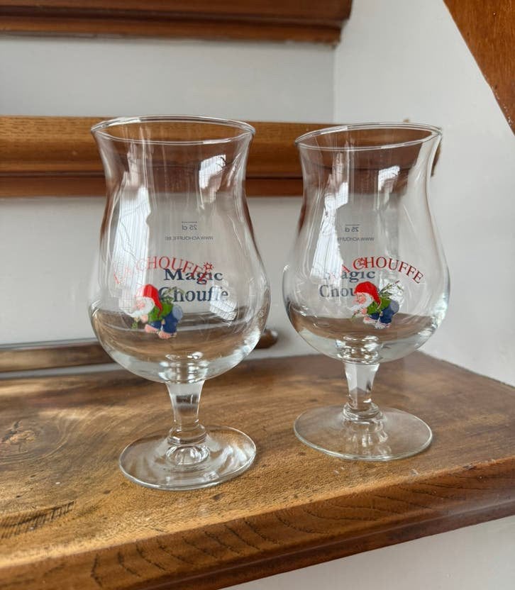 2x Magic Chouffe bierglas 0,25L, Ophalen of Verzenden, Zo goed als nieuw, Glas of Glazen, Overige merken