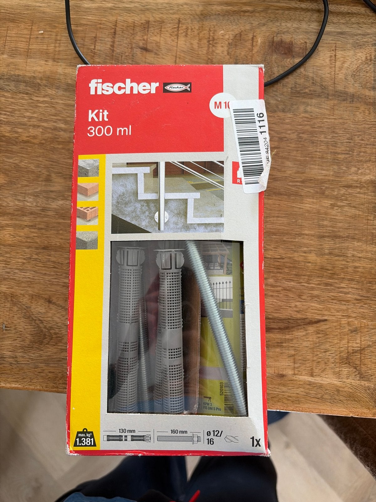 Fischer Chemisch Anker Kit 300 ml - M10, Doe-het-zelf en Verbouw, IJzerwaren en Bevestigingsmiddelen, Ophalen, Nieuw, 100 tot 250 mm