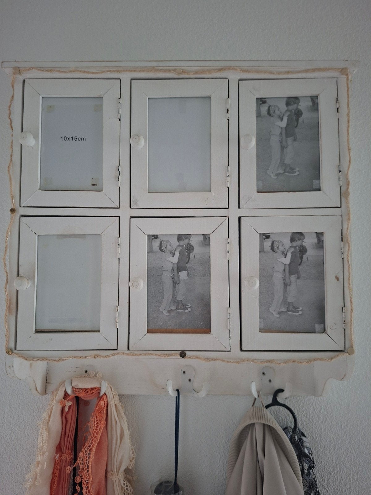 Witte fotolijst met 6 vakken en kapstok, Ophalen, Gebruikt, Fotolijst, Wit