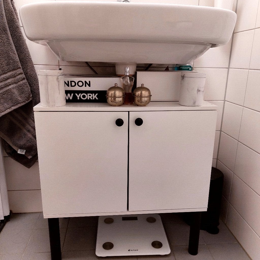 Badkamer: wasbak met kraan en kastje, Ophalen, Gebruikt, 50 tot 100 cm, Minder dan 100 cm