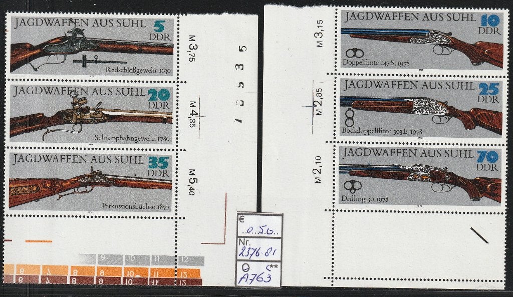DDR Jachtgeweren Michel 2376-81 Nr.A763p, Verzenden, DDR, Postfris