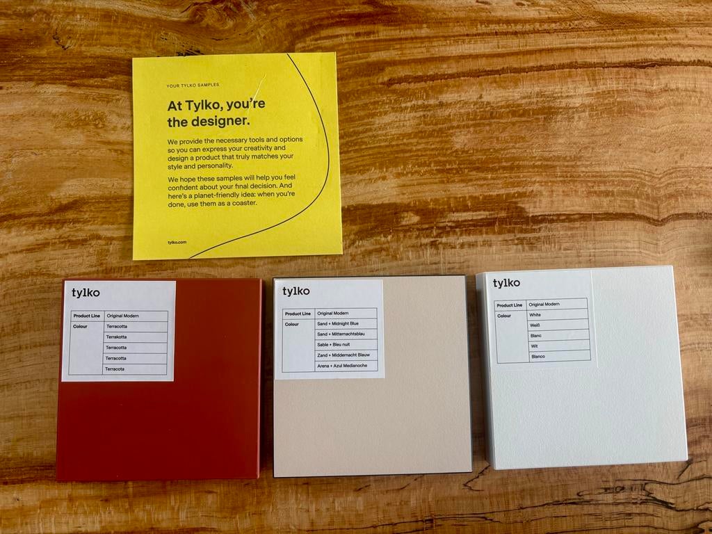 Tylko stalen samples: white, sand+midnight blue, terracotta, Huis en Inrichting, Ophalen of Verzenden, Nieuw