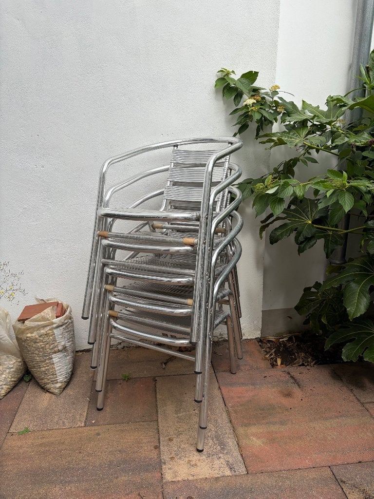 5 Aluminium de Arend ‘Alanya’ stoelen, Ophalen, Zo goed als nieuw, Aluminium, Stapelbaar