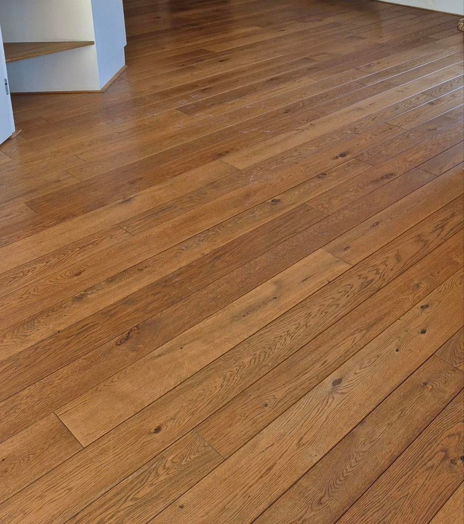 Eiken houten vloer 60 m2 plankdikte 18mm, Ophalen, Gebruikt, Vloerdelen of -planken, 10 m² of meer