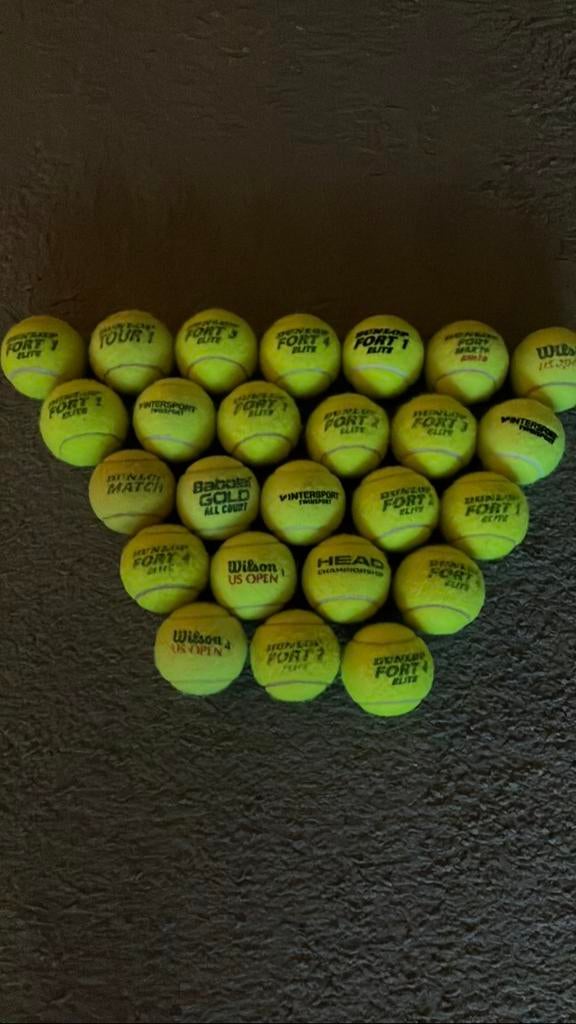 25 merk tennisballen, Sport en Fitness, Tennis, Overige merken, Gebruikt, Ballen, L00