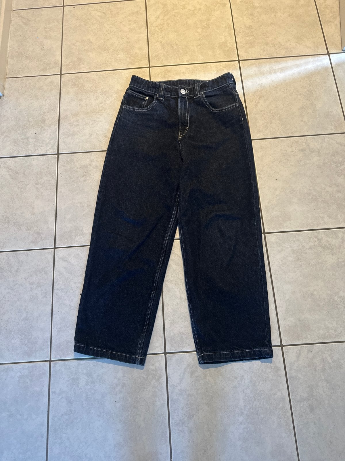 H&M Baggy Jeans - Donkerblauw (Maat 158 / 12-13 Jaar), Kinderen en Baby's, Ophalen of Verzenden, Gebruikt, Jongen of Meisje, Broek
