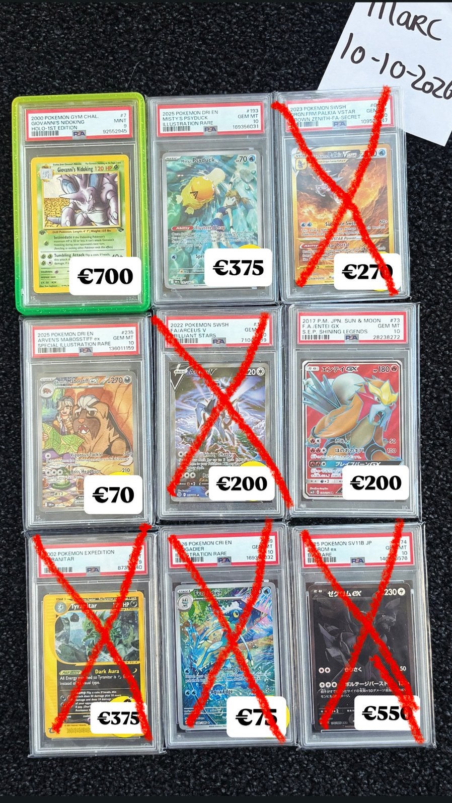 PSA Slabs te koop!  - Pokémon, Ophalen of Verzenden, Zo goed als nieuw, Meerdere kaarten, Foil