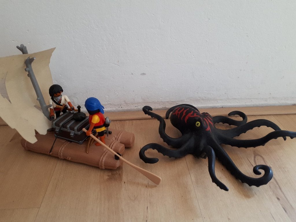 Playmobil 4291 Reuze Inktvis met Piratenvlot, Ophalen, Pirates, Gebruikt, Complete set