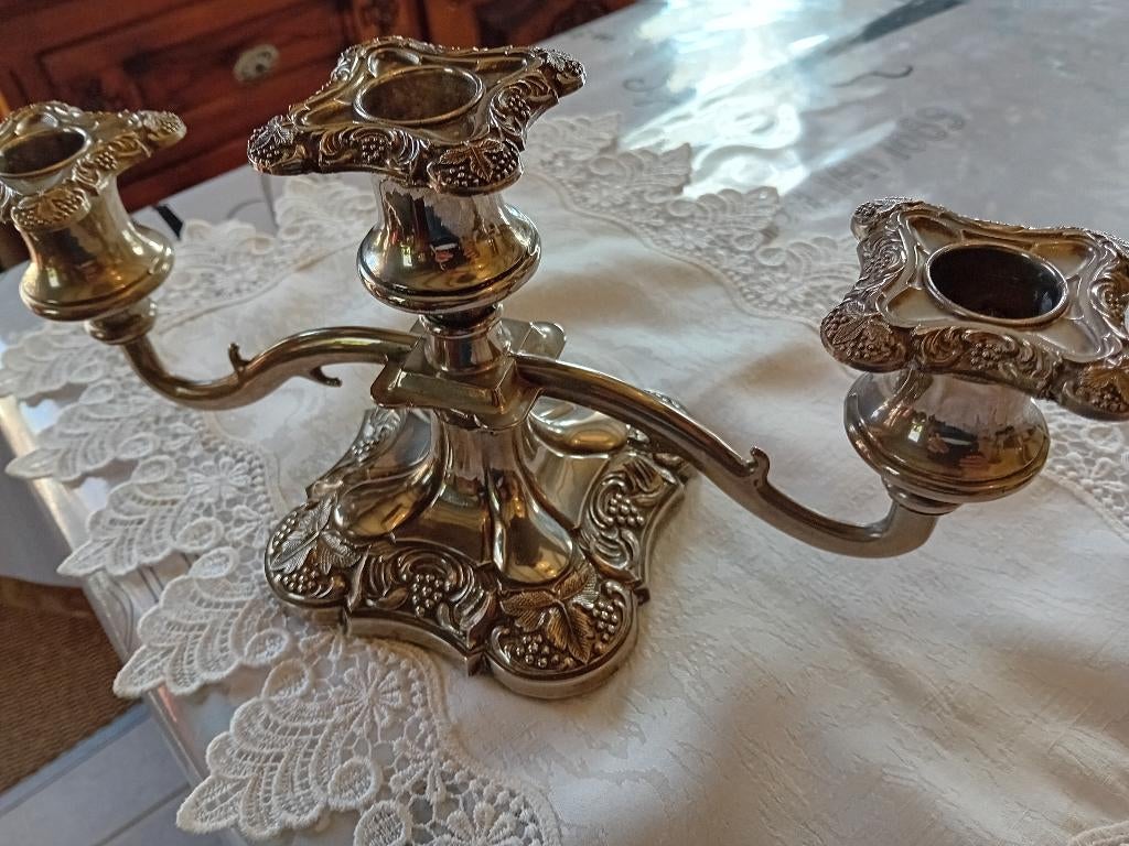 antiek silverplate made in england kandelaar, Ophalen of Verzenden, Overige materialen