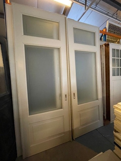 3 sets schuif / en suite deuren met geëtst glas 292x208cm., Ophalen