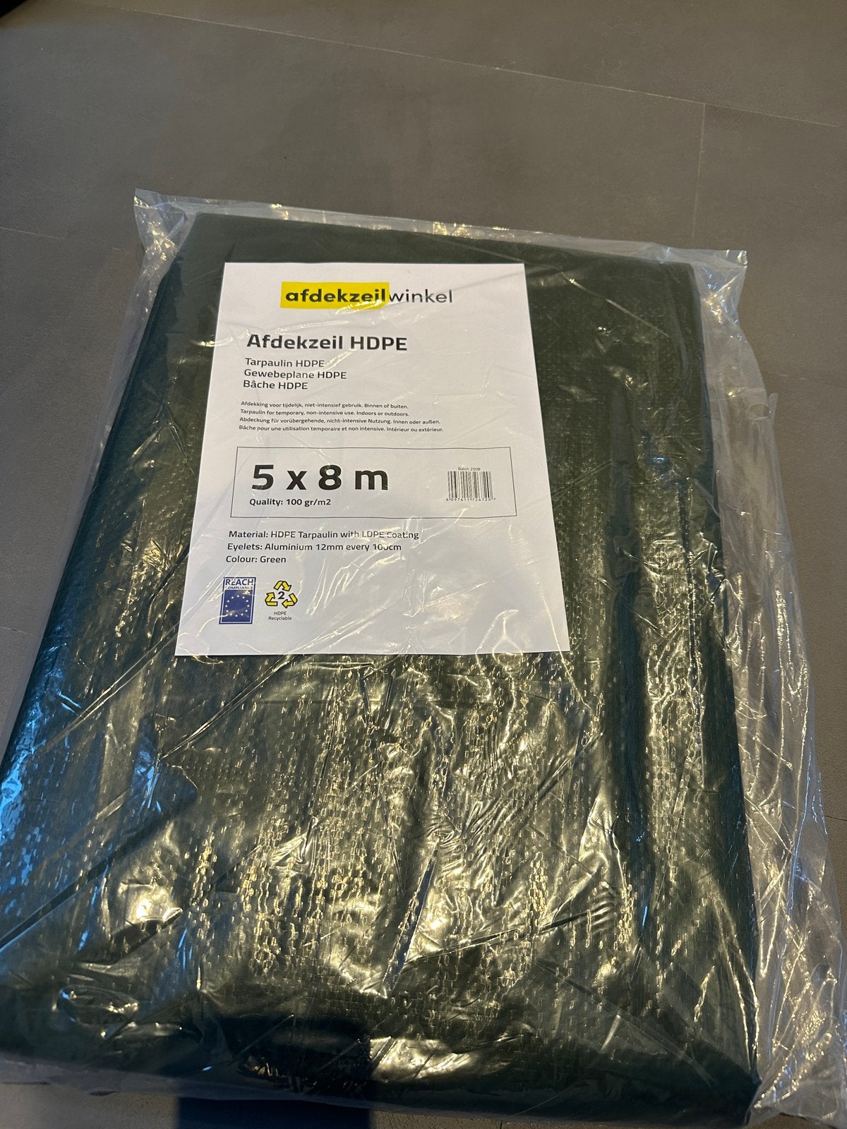 Nieuw Afdekzeil HDPE Groen 5x8m - 100 gr/m², Ophalen of Verzenden, Zo goed als nieuw