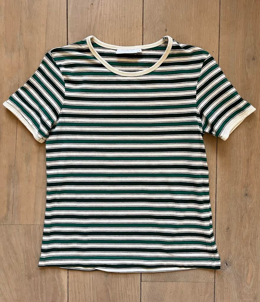 Weekday S groen zwart wit gestreepte top tshirt egf, Weekday, Ophalen of Verzenden, Zo goed als nieuw, Korte mouw