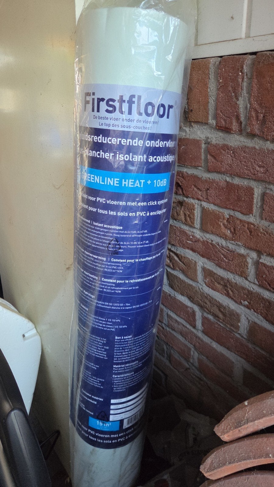 Firstfloor Greenline Heat +10dB ondervloer 15m², Doe-het-zelf en Verbouw, Ophalen, Overige materialen, 30 cm of meer, 50 tot 150 cm