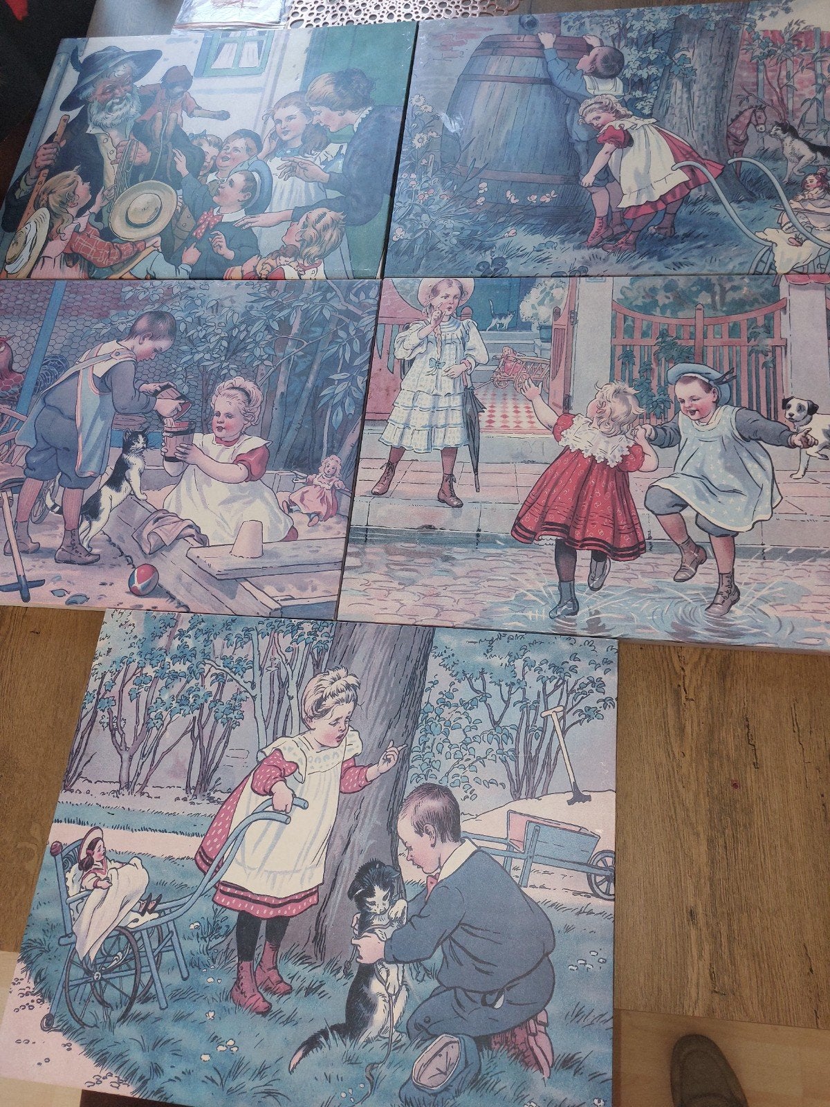 Vintage kinderprenten set - Nostalgische illustraties, Ophalen