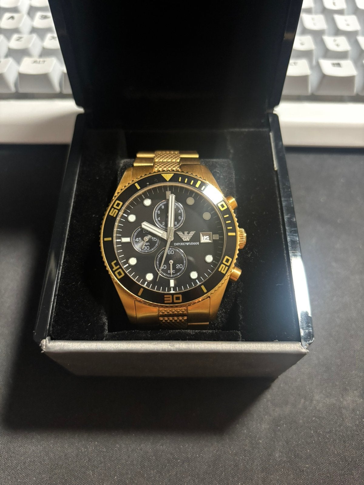 Armani horloge 42mm in bijna nieuw staat, Ophalen of Verzenden, Zo goed als nieuw, Staal, Overige merken
