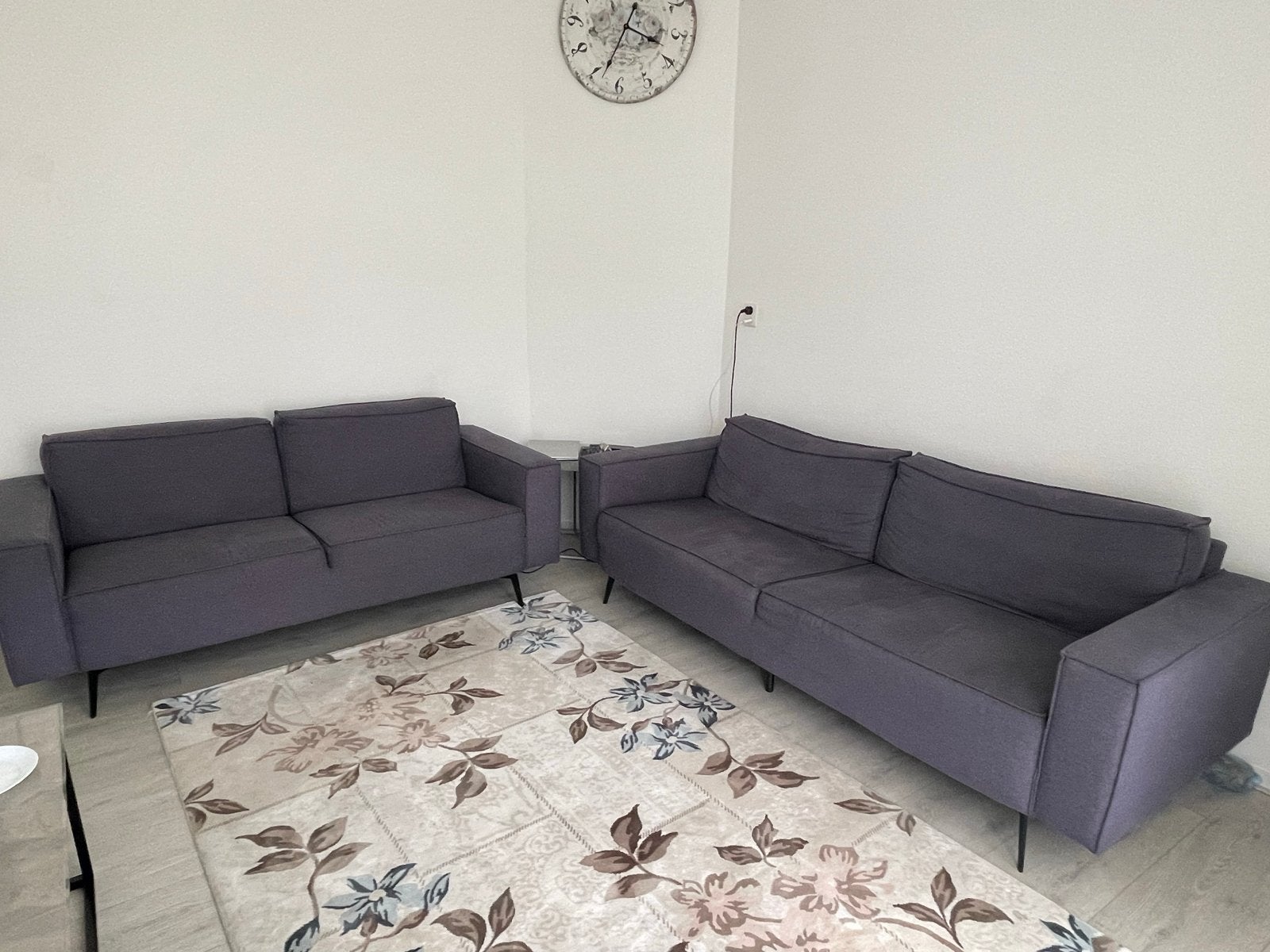 Set van 2 grijze banken - 2-zits en 3-zits, Ophalen, Gebruikt, 75 tot 100 cm, Rechte bank