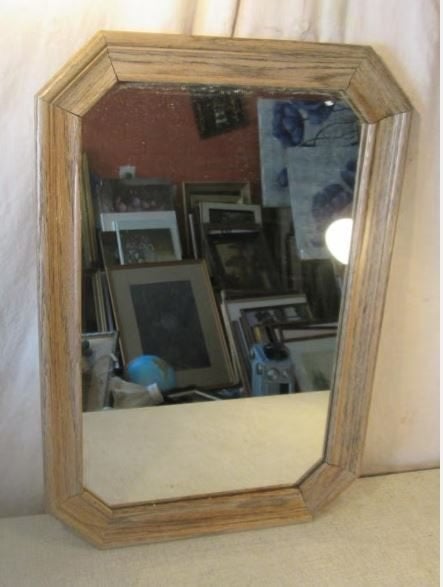 Mooie 8-Hoekige Houten Spiegel - 54x37, Minder dan 50 cm, Ophalen of Verzenden, Zo goed als nieuw, Minder dan 100 cm