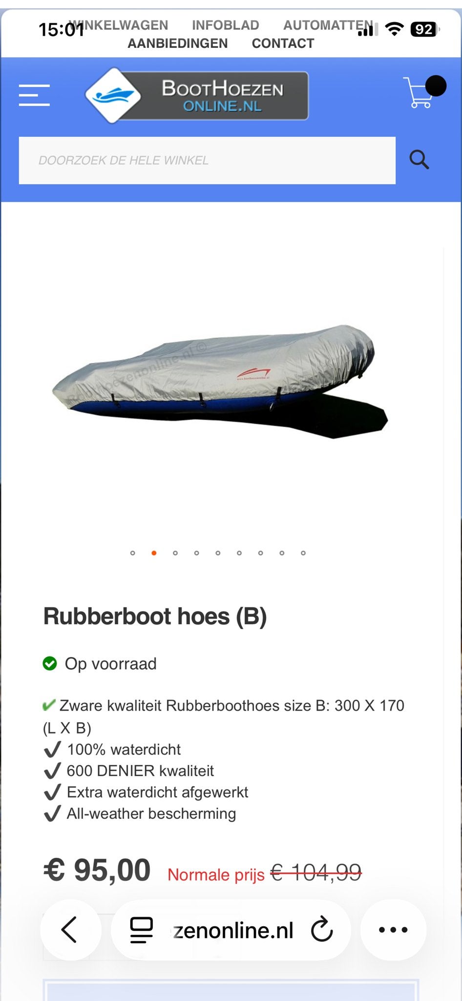Rubberboothoes Maat B: 300 x 170 cm - 100% Waterdicht, Ophalen of Verzenden, Nieuw, Overige typen