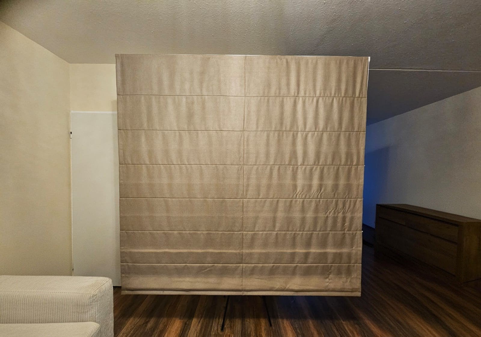 Kwantum Vouwgordijn Zandkleurig - 196,5 cm hoog, Ophalen, Gebruikt, Beige