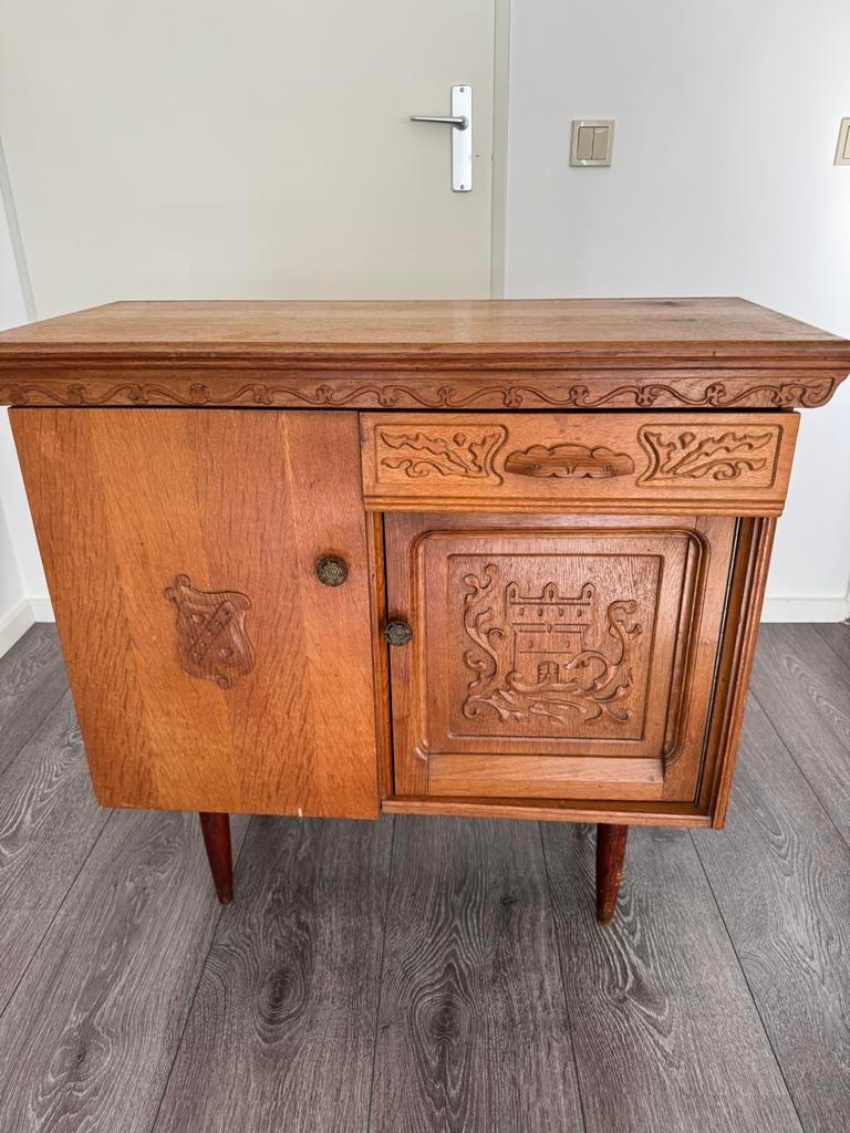 Bruynzeel dressoirkastje, vintage, Huis en Inrichting, Ophalen, Gebruikt, Met deur(en), 50 tot 100 cm