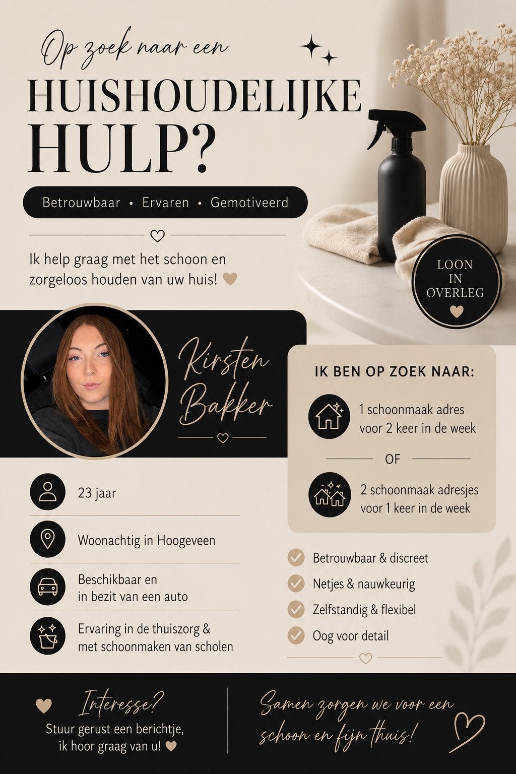 huishoudelijke hulp / schoonmaakster aangeboden, Vanaf 10 jaar, Overige vormen
