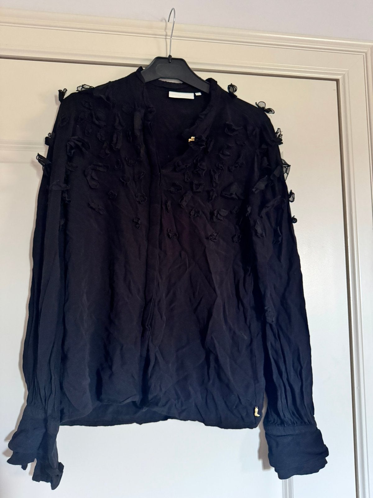 Fabienne Chapot chique zwarte blouse met 3D  bloemen maat 36, Verzenden, Nieuw, Maat 36 (S), Zwart