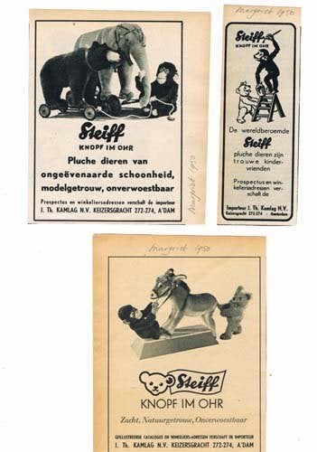 Steiff Speelgoed - Advertenties uit Tijdschrift 1950, Ophalen of Verzenden, 1940 tot 1960, Knipsel(s)