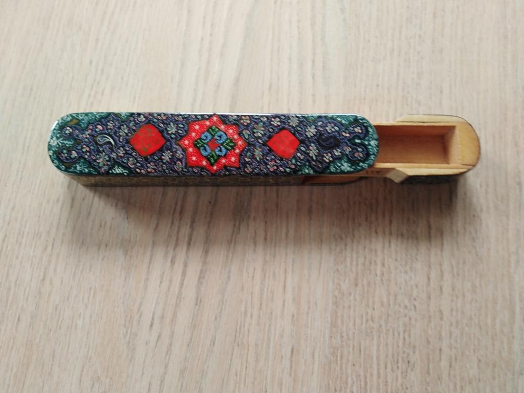 Prachtig uniek Perzisch handgemaakt lakdoosje, 20x4x3 cm, Antiek en Kunst, Ophalen of Verzenden