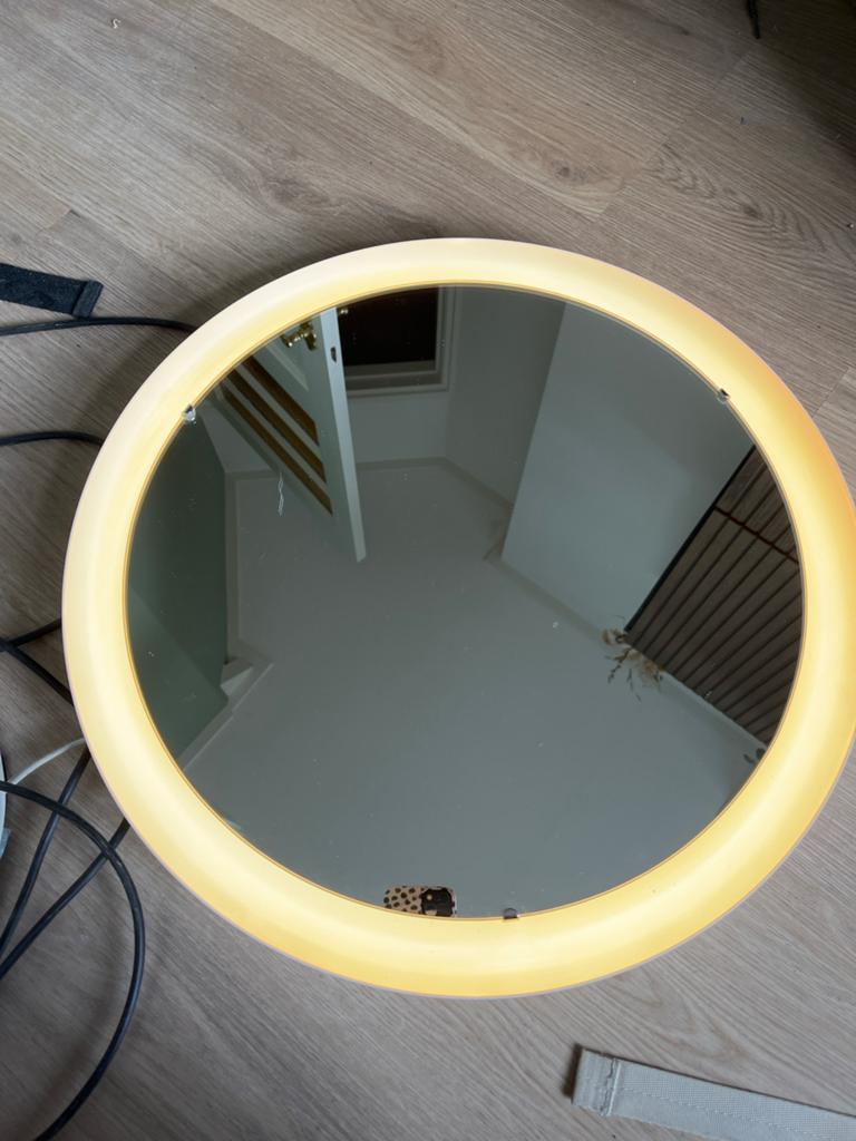 Ikea Langesund ronde spiegel met verlichting, Huis en Inrichting, Woonaccessoires | Spiegels, Ophalen, Minder dan 50 cm, Rond