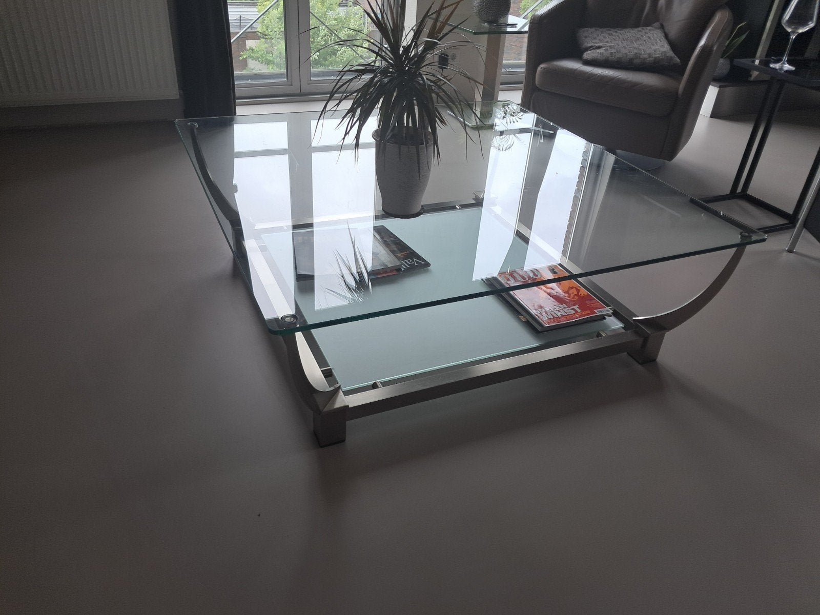 T.E.A.B. Glazen Salontafel, Ophalen of Verzenden, Rechthoekig, 100 tot 150 cm, 50 tot 100 cm