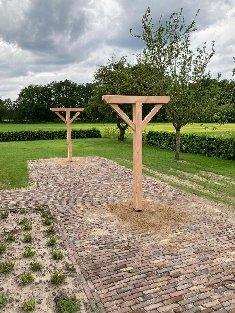Waslijnpalen douglas hout natuurlijk drogen nostalgisch