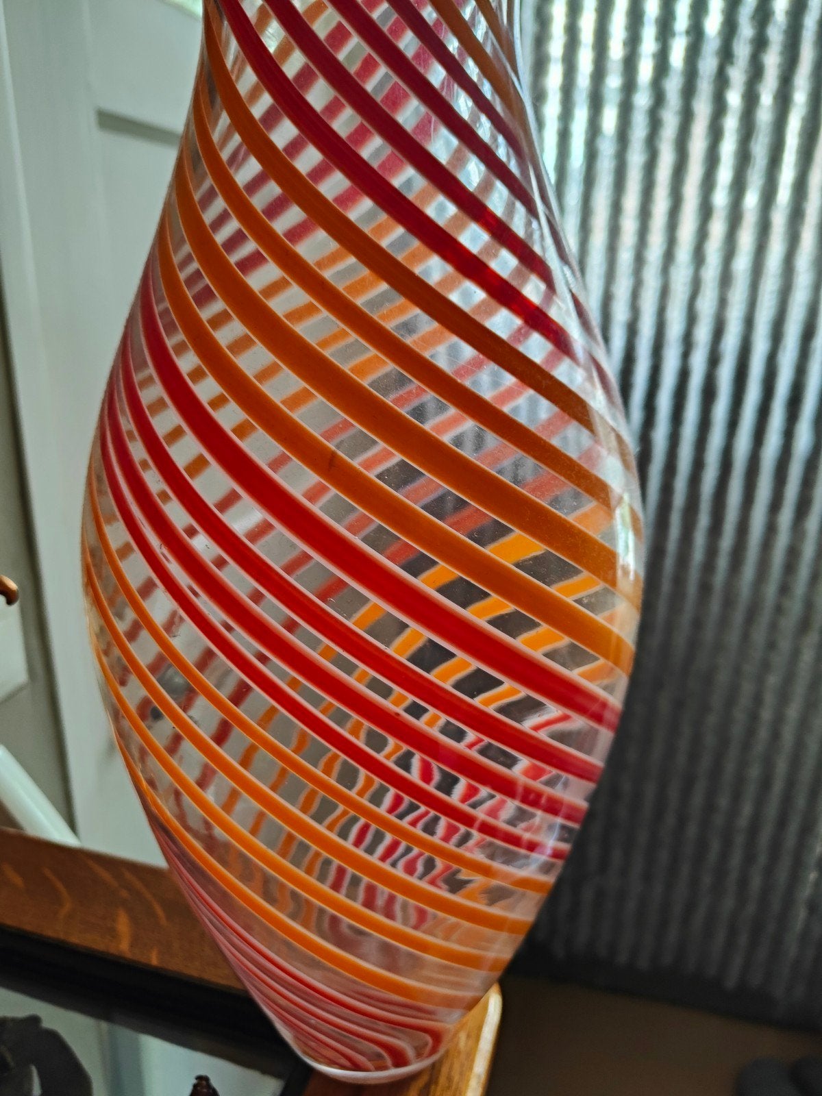 Murano Vintage Glazen Spiraal Vaas - 47cm Hoog, Ophalen