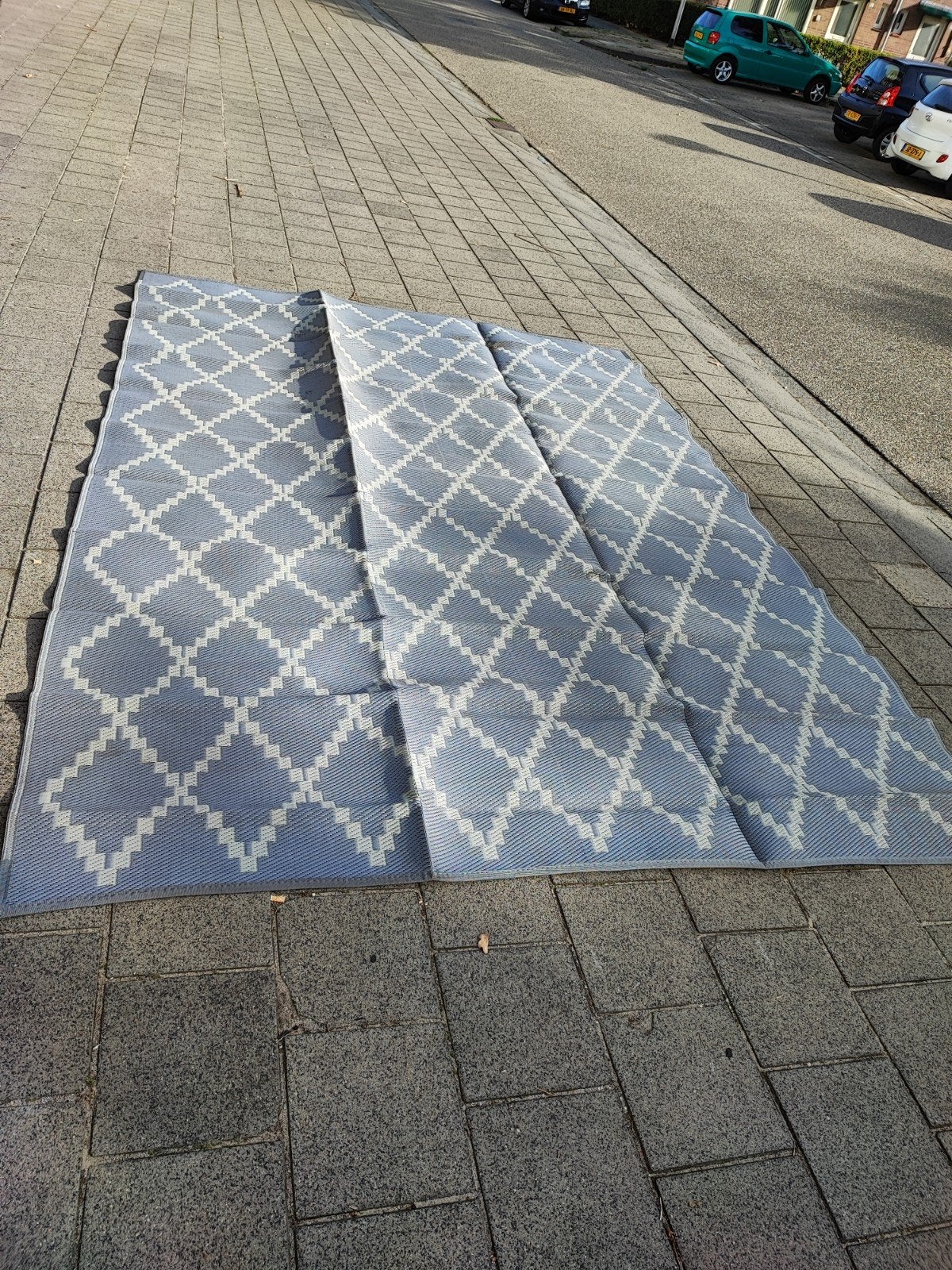 Buitenkleed / Campingkleed - Grijs/Wit Patroon 2.5x3.5mtr, Ophalen, Gebruikt
