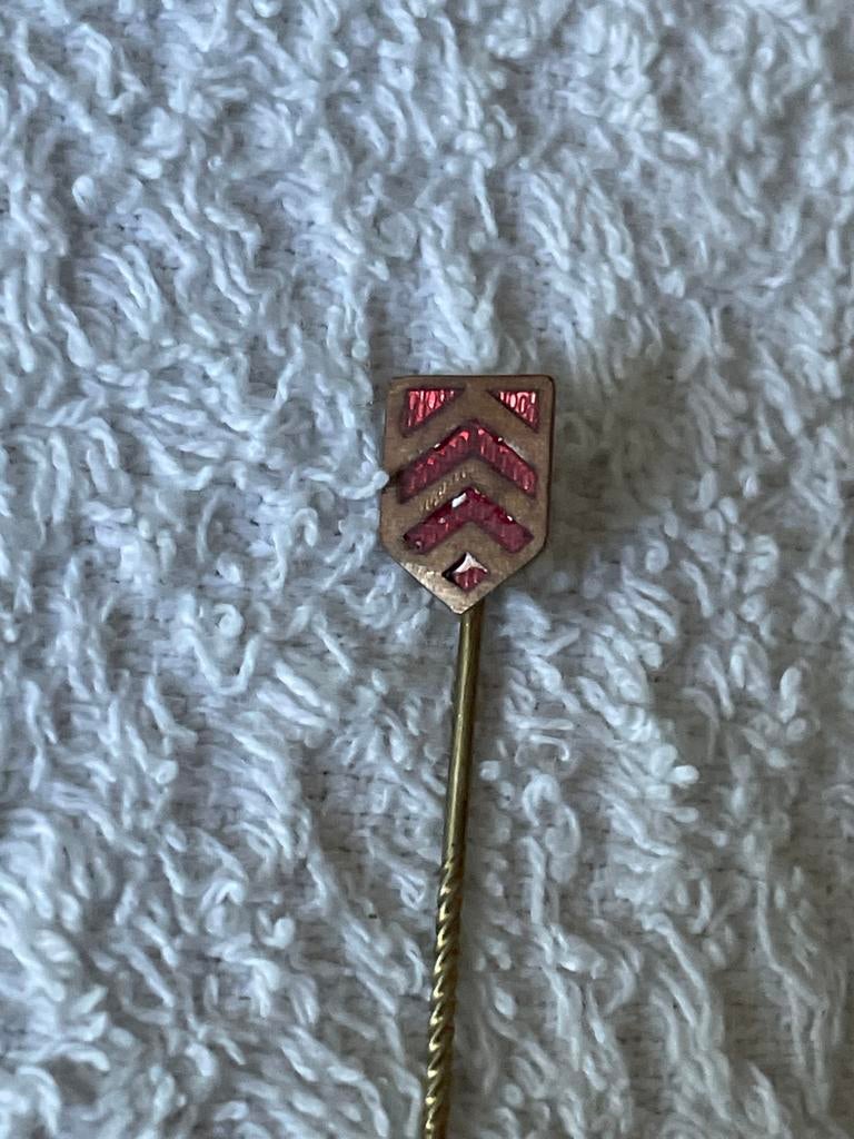 Vintage reversspeldje met rode chevrons, Ophalen of Verzenden, Gebruikt