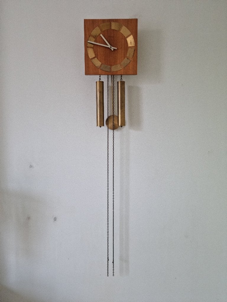 Junghans wandklok, Ophalen, Bruin, Analoog, Met gewichten