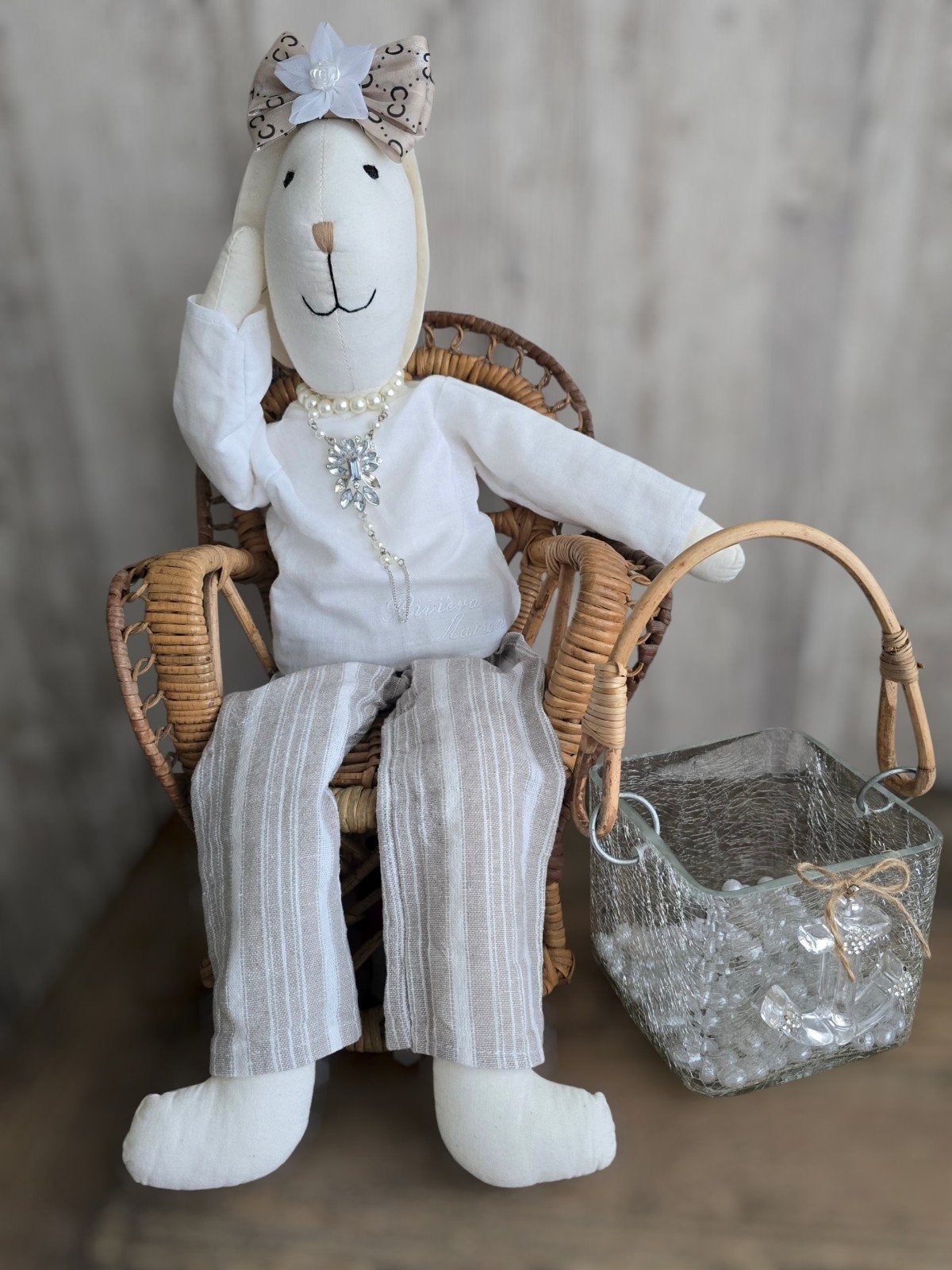 Rivièra maison bunny & rustic rattan kandelaar, Huis en Inrichting, Woonaccessoires | Overige, Ophalen of Verzenden, Zo goed als nieuw