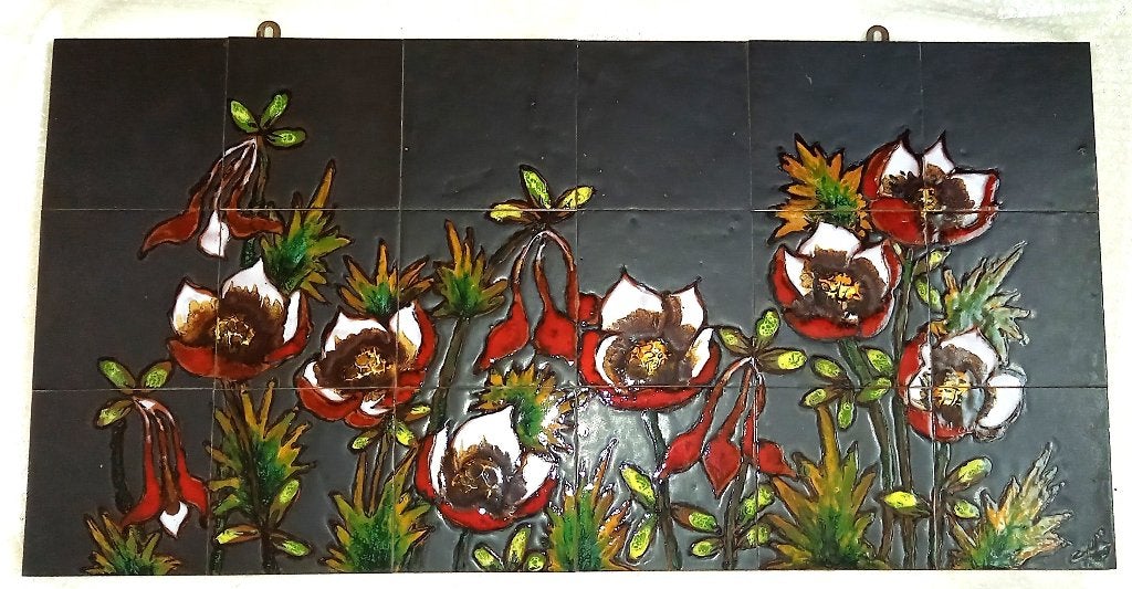 Tegeltableau/ tafelblad ? Vallauris 1967 - (18 tegels), Antiek en Kunst, Ophalen