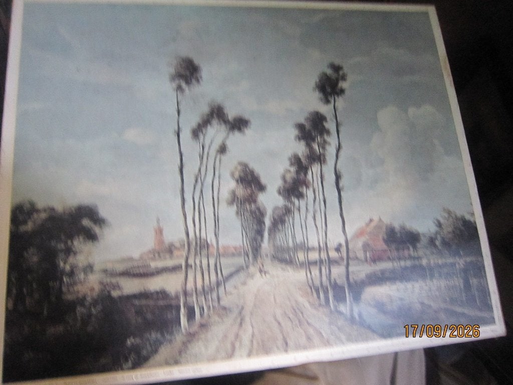 MIDDELHARNIS, Mooie Opgeplakte prent van Meindert Hobbema, Verzamelen, Gebruikt, Ophalen of Verzenden, Voor 1940, Prent